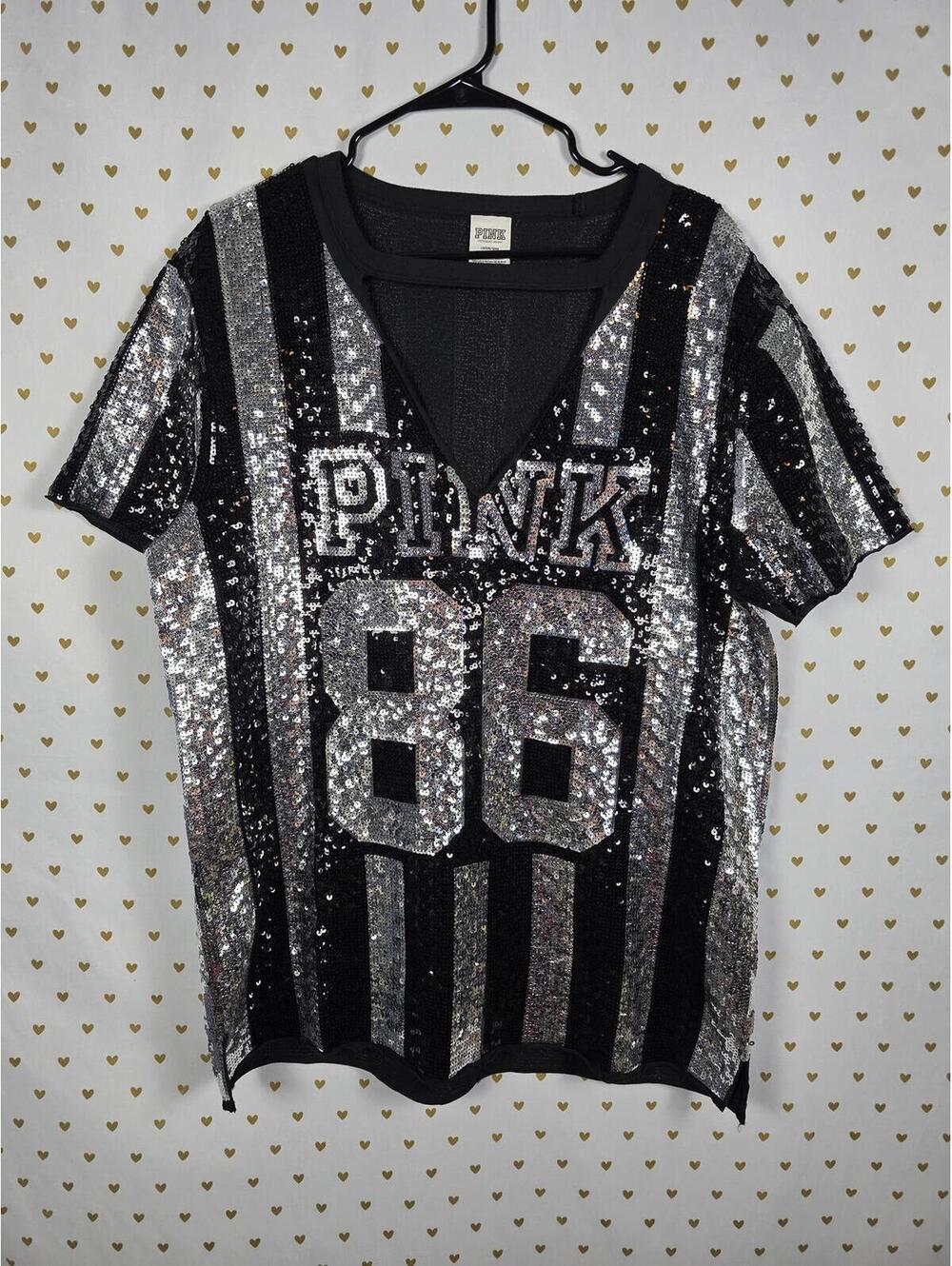 Victorias Secret PINK FASHION SHOW MEGA BLING Jersey Large Sequined HTF - Picture 1 of 8